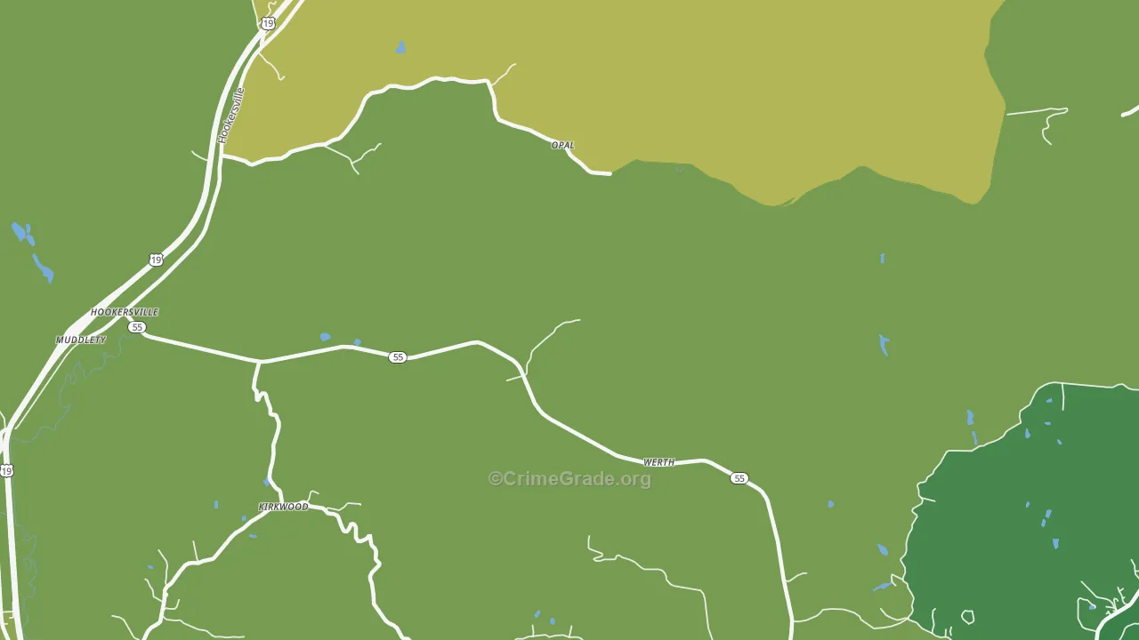 Werth, WV Map of Murder Rates