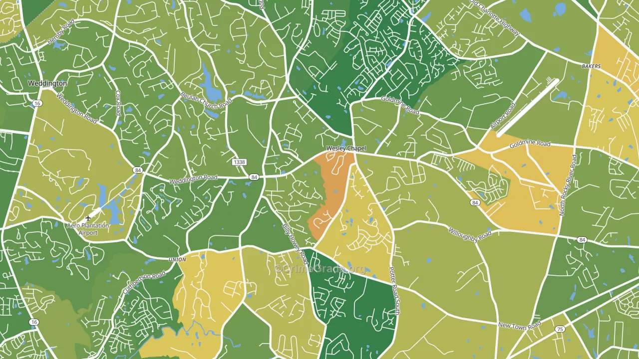 Wesley Chapel, NC Map of Murder Rates