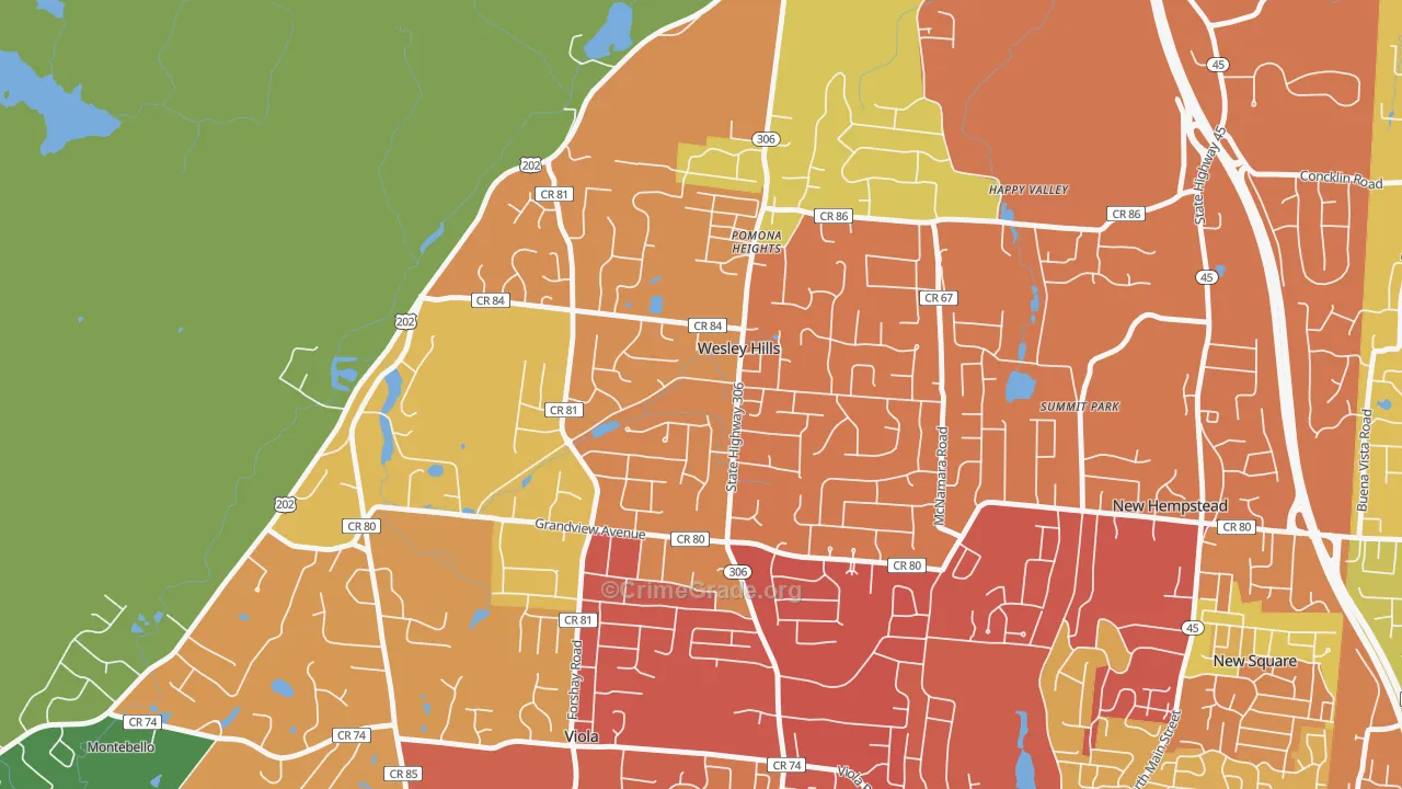 Wesley Hills, NY Map of Murder Rates
