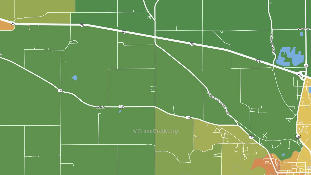Wesley, IN Map of Murder Rates