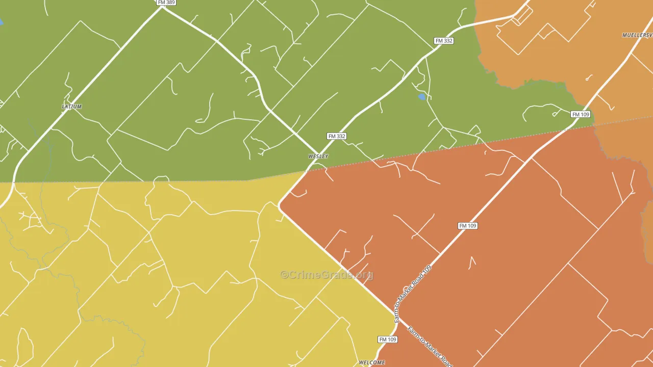 Wesley, TX Map of Murder Rates