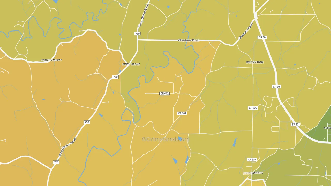 Wesleyanna, TN Map of Murder Rates
