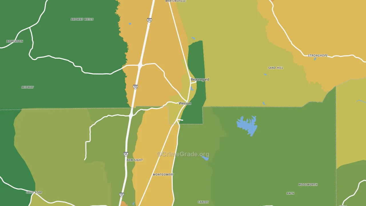 Wesson, MS Map of Murder Rates