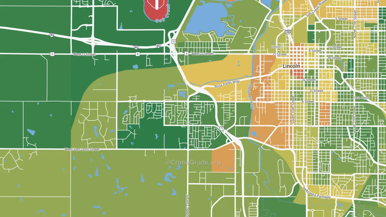 West A, Lincoln, NE Map of Murder Rates