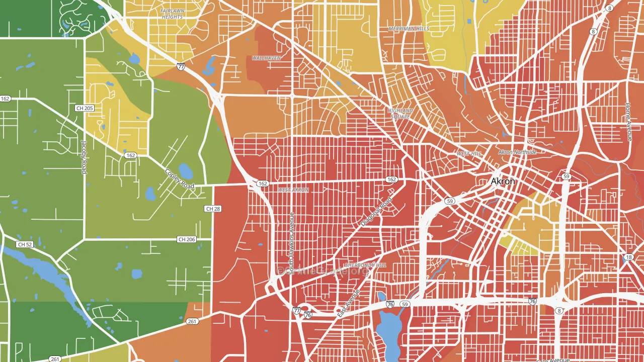 West Akron, Akron, OH Map of Murder Rates