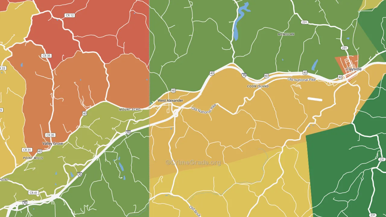 West Alexander, PA Map of Murder Rates