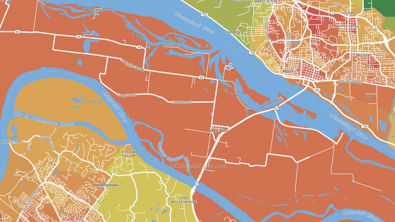 West Alton, MO Map of Murder Rates