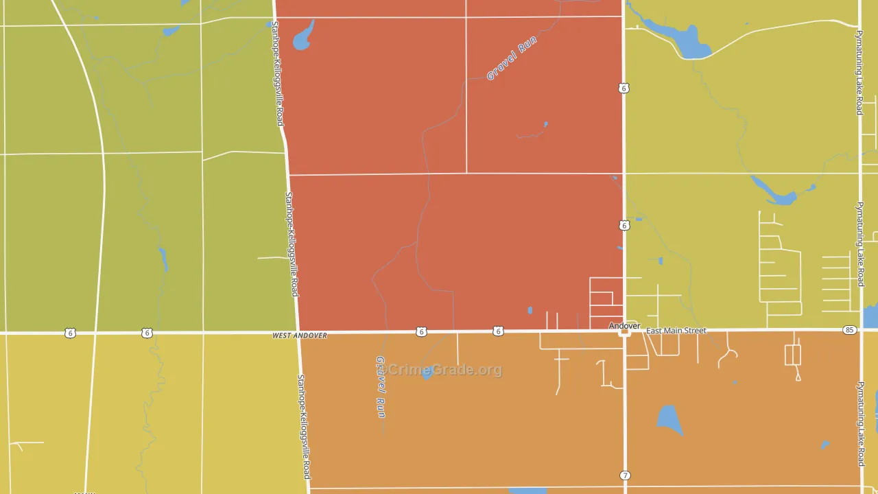 West Andover, OH Map of Murder Rates
