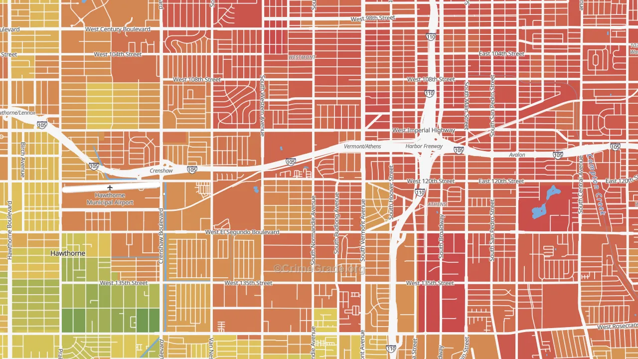 West Athens, CA Map of Murder Rates