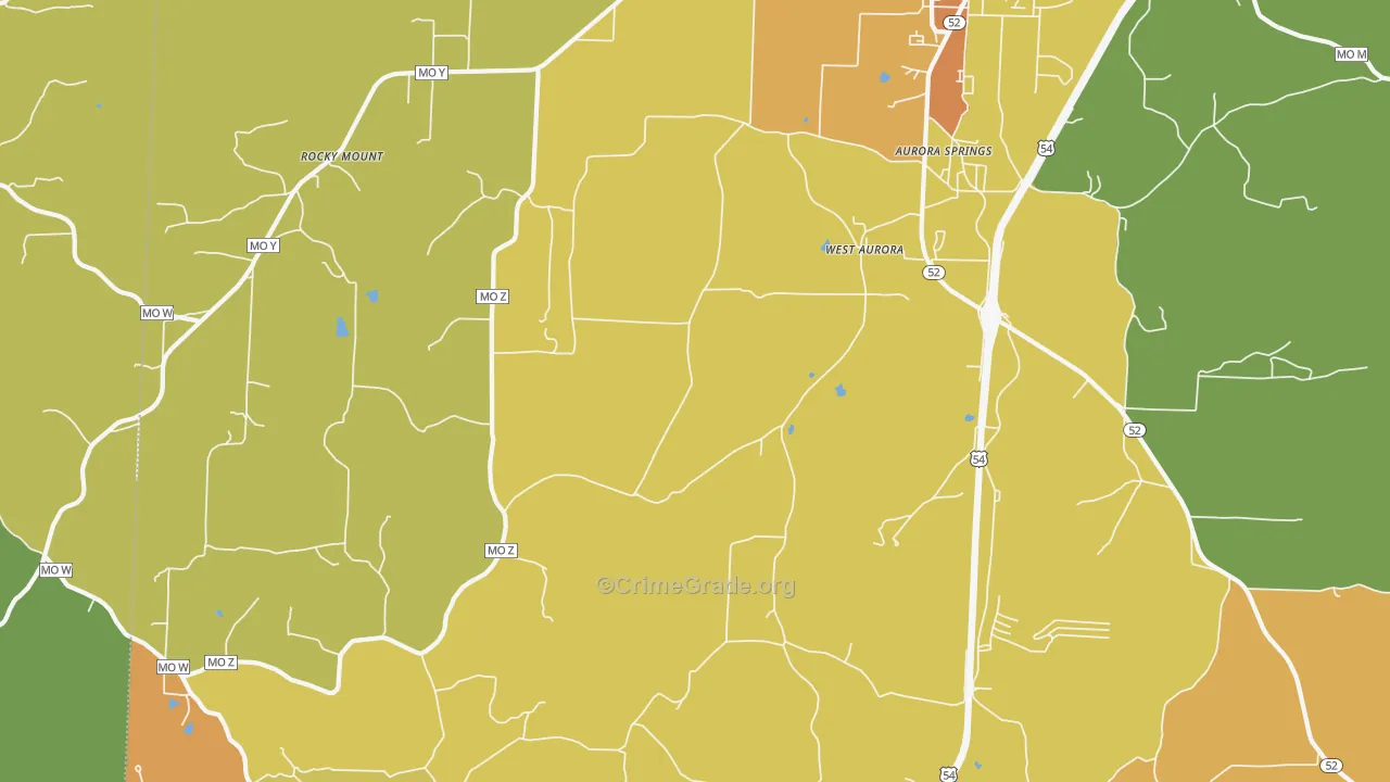 West Aurora, MO Map of Murder Rates
