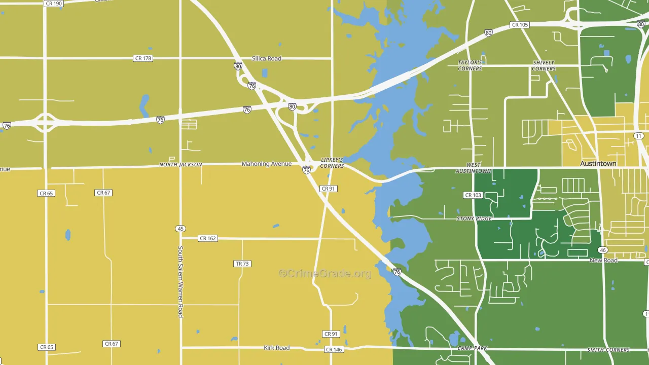 West Austintown, OH Map of Murder Rates