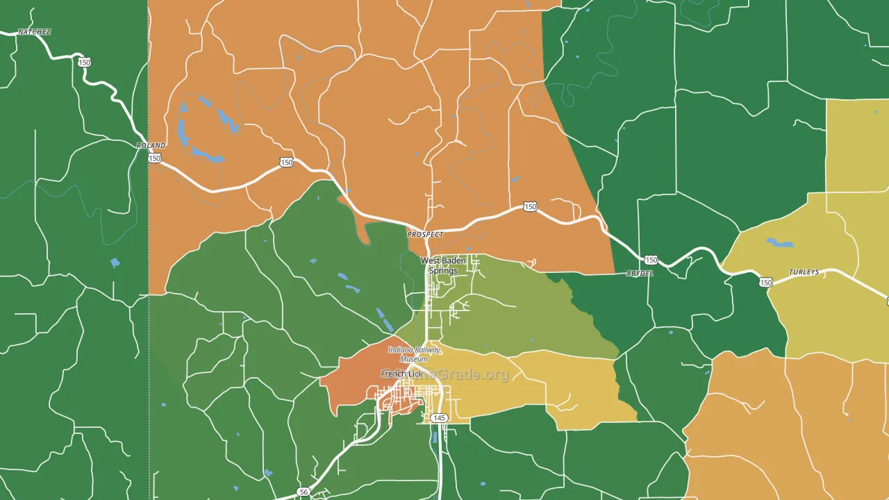 West Baden Springs, IN Map of Murder Rates