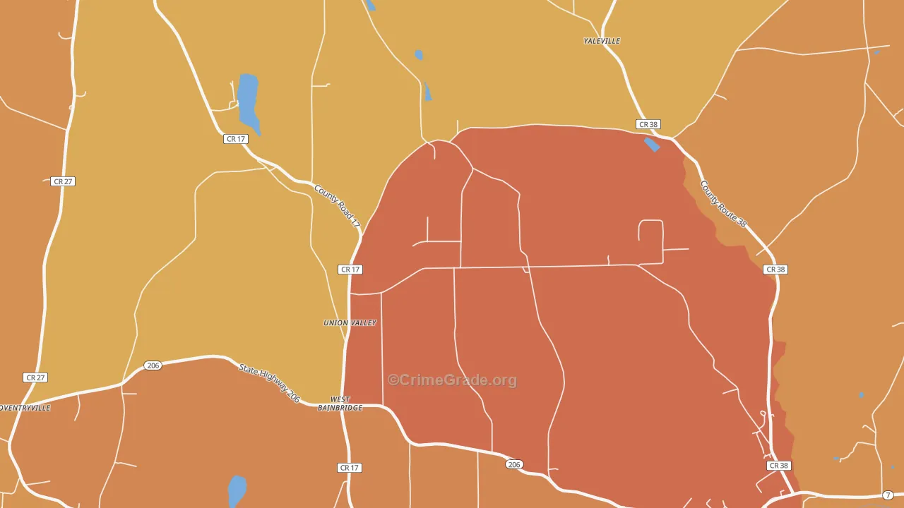 West Bainbridge, NY Map of Murder Rates