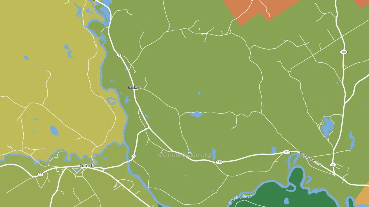 West Baldwin, ME Map of Murder Rates