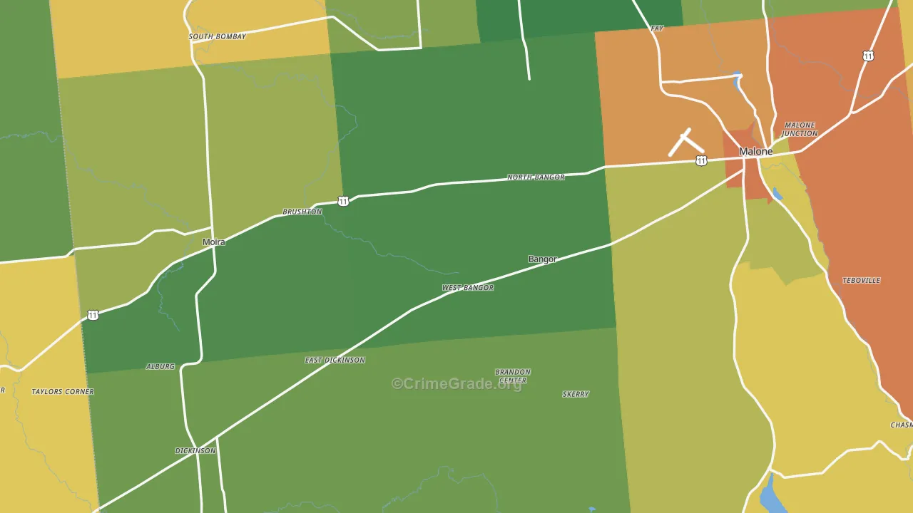 West Bangor, NY Map of Murder Rates