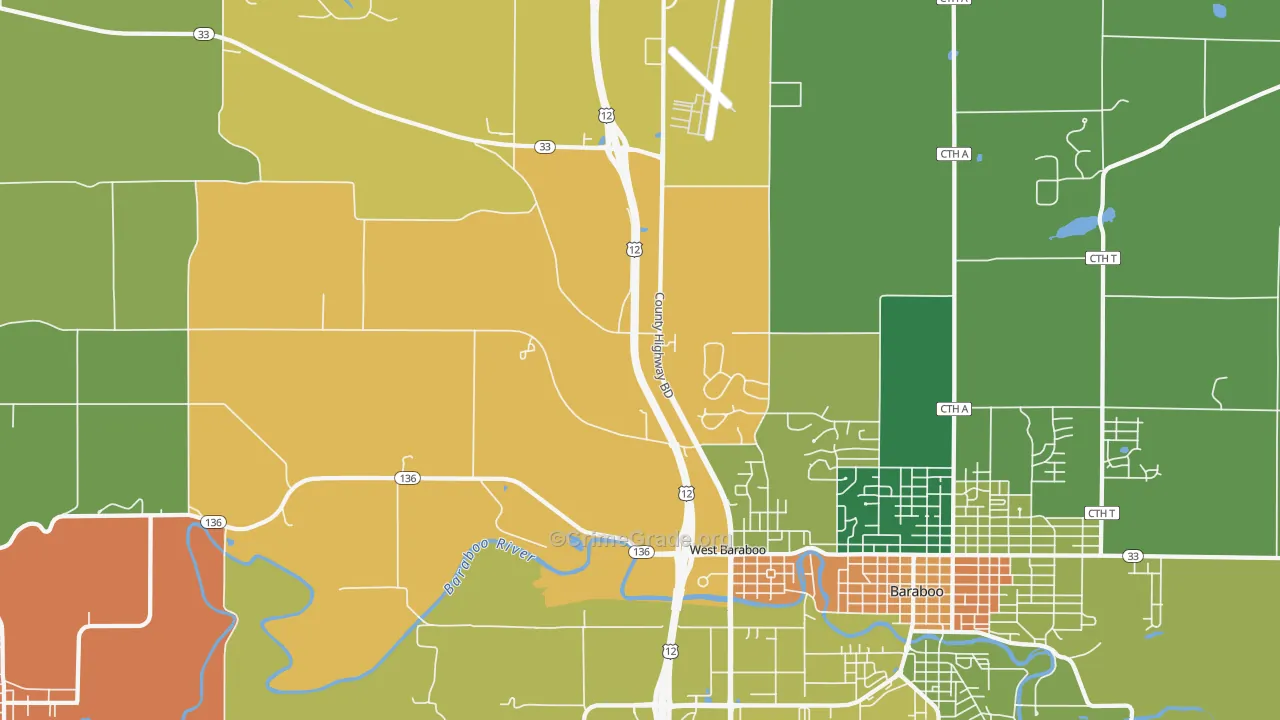 West Baraboo, WI Map of Murder Rates