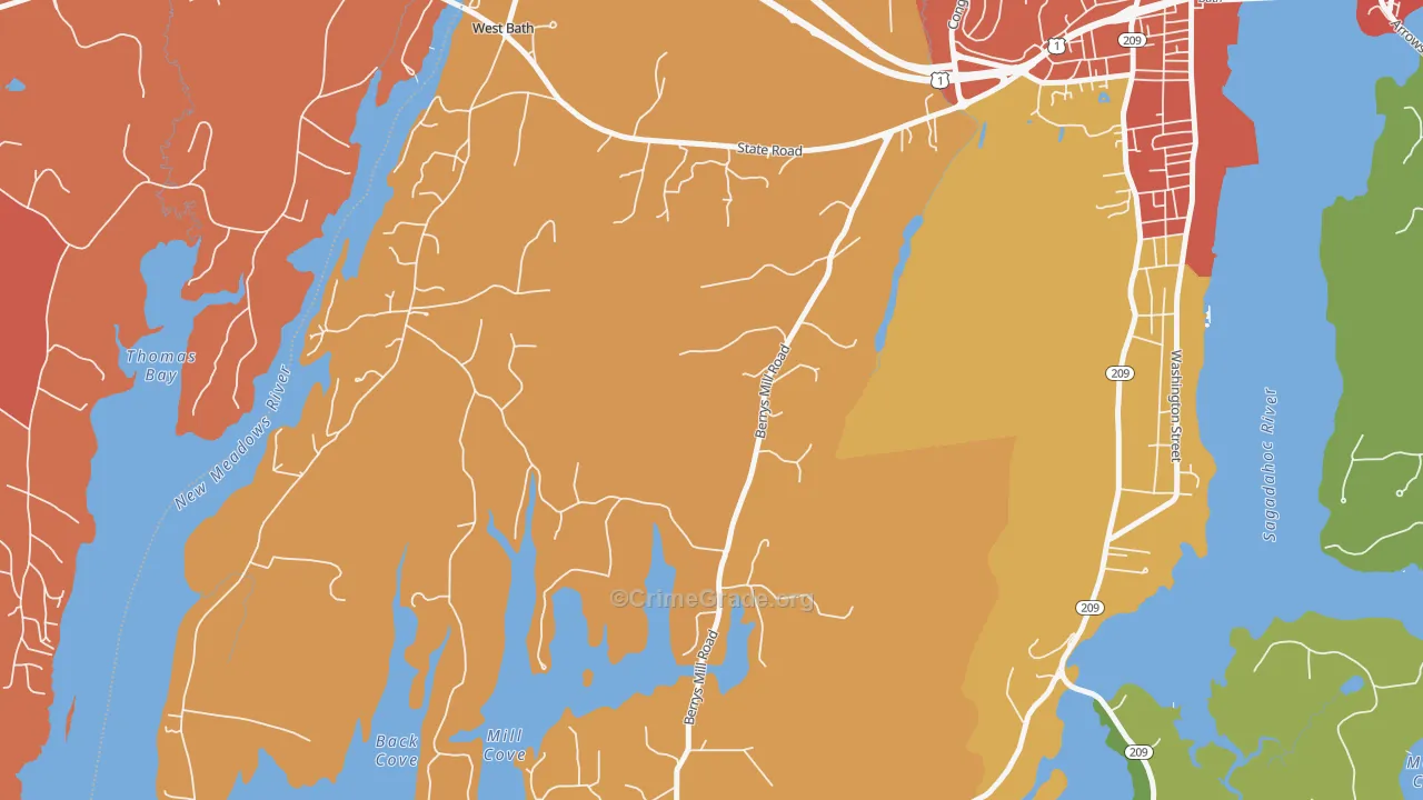 West Bath, ME Map of Murder Rates