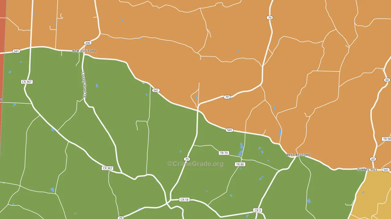 West Bedford, OH Map of Murder Rates