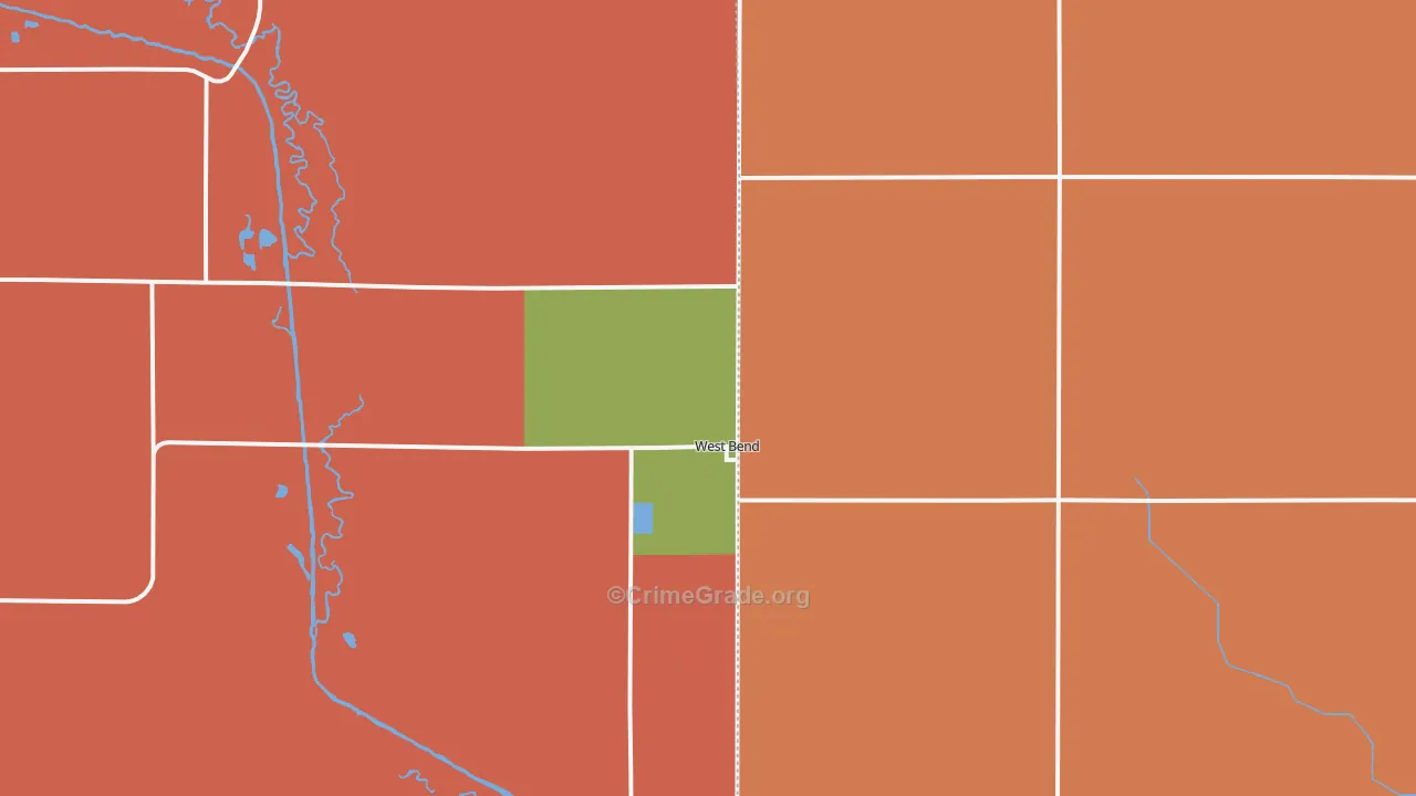 West Bend, IA Map of Murder Rates