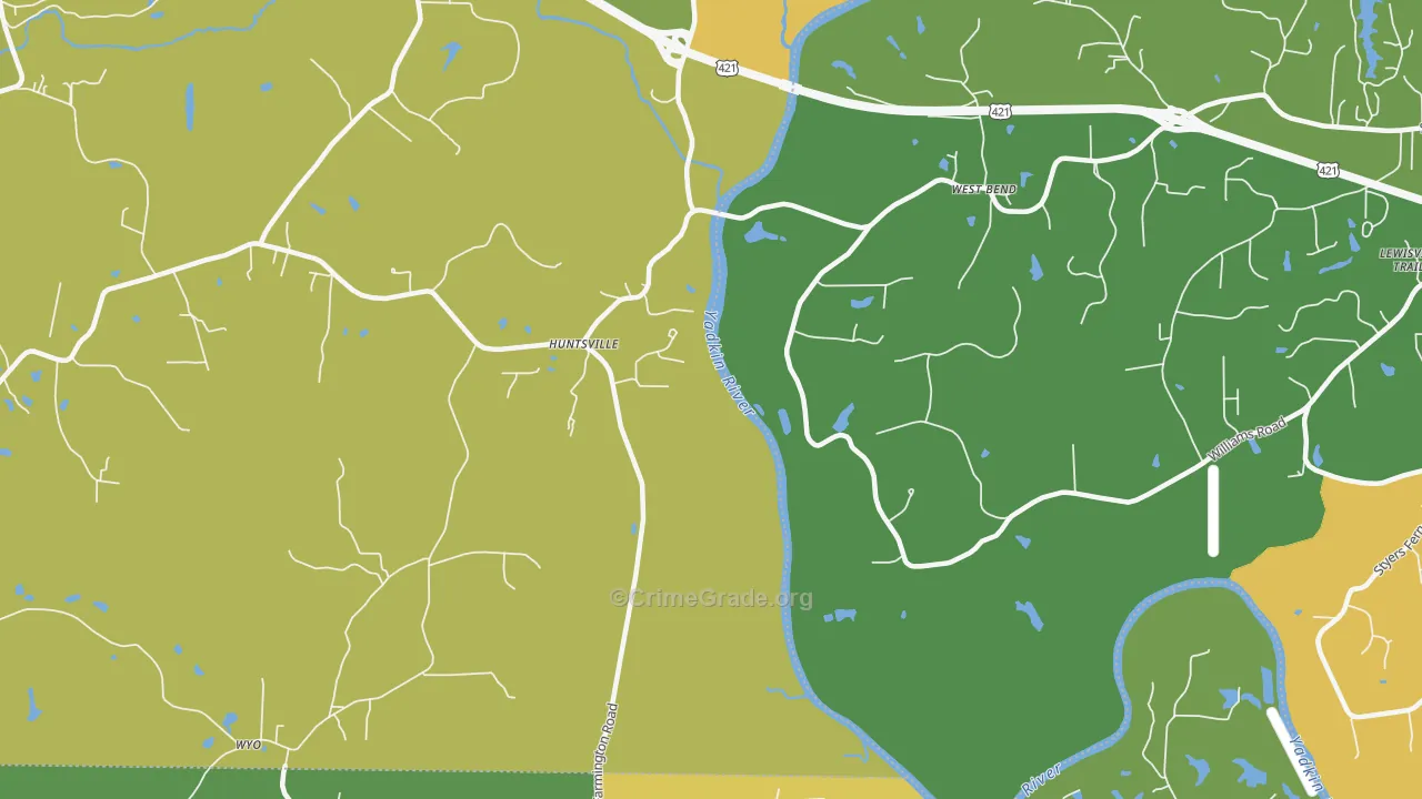 West Bend, NC Map of Murder Rates