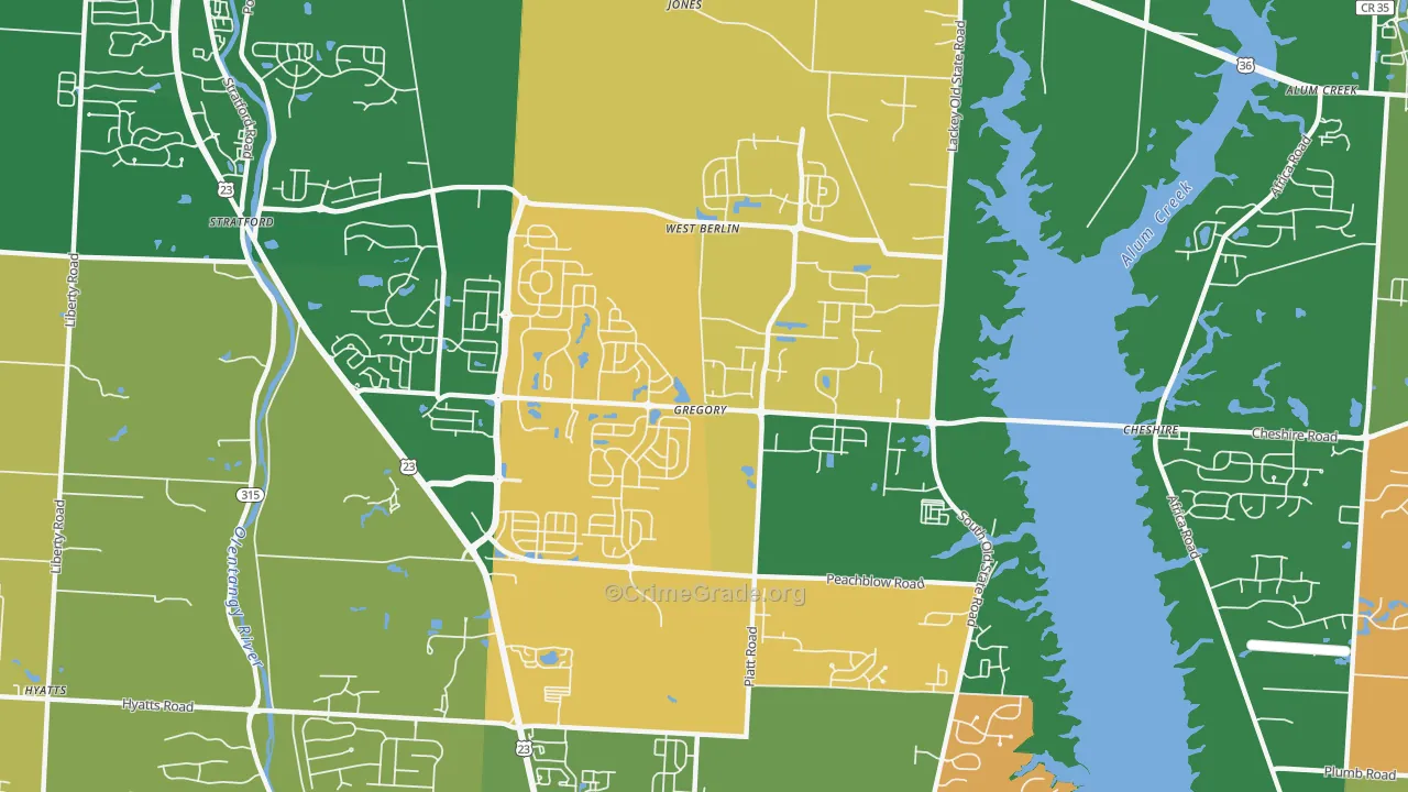 West Berlin, OH Map of Murder Rates