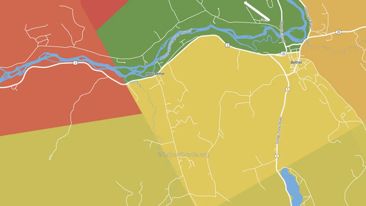 West Bethel, ME Map of Murder Rates