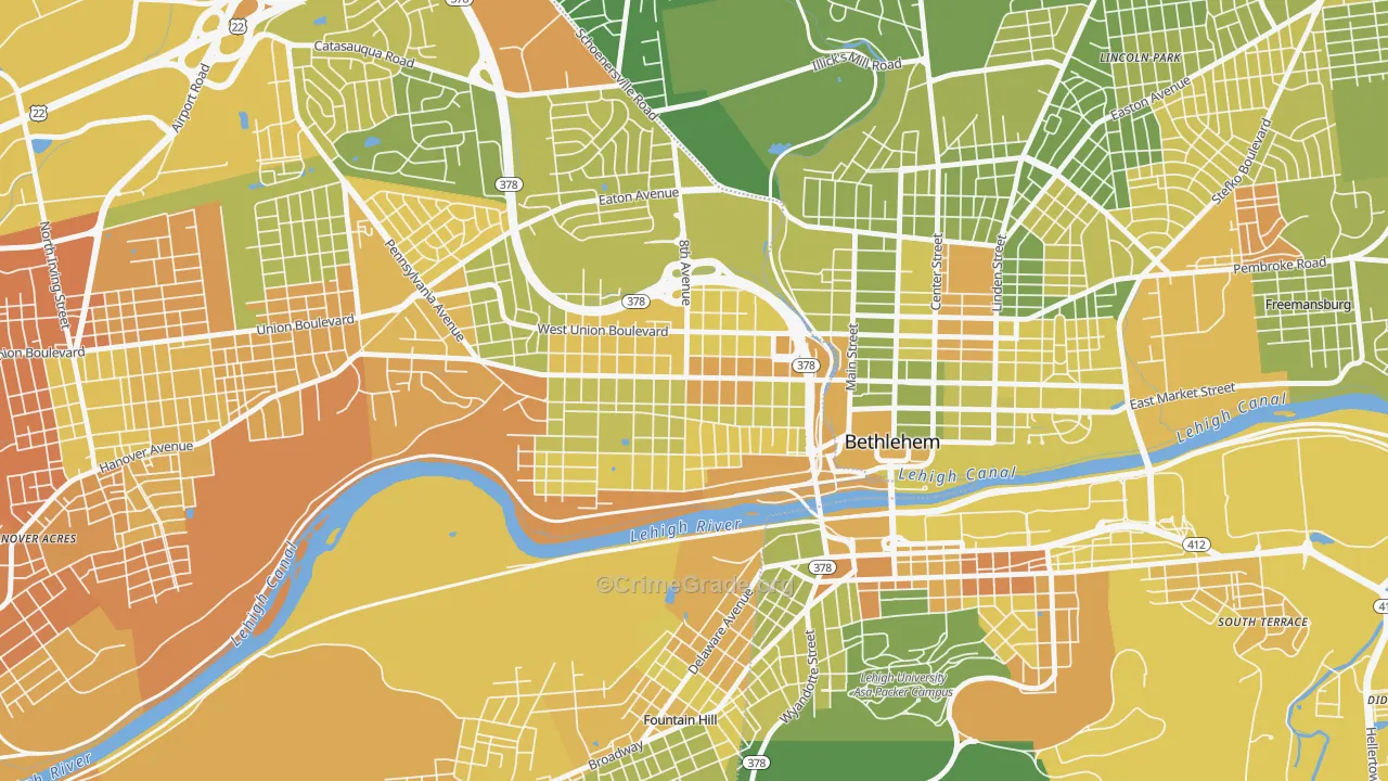 West Bethlehem, Bethlehem, PA Map of Murder Rates