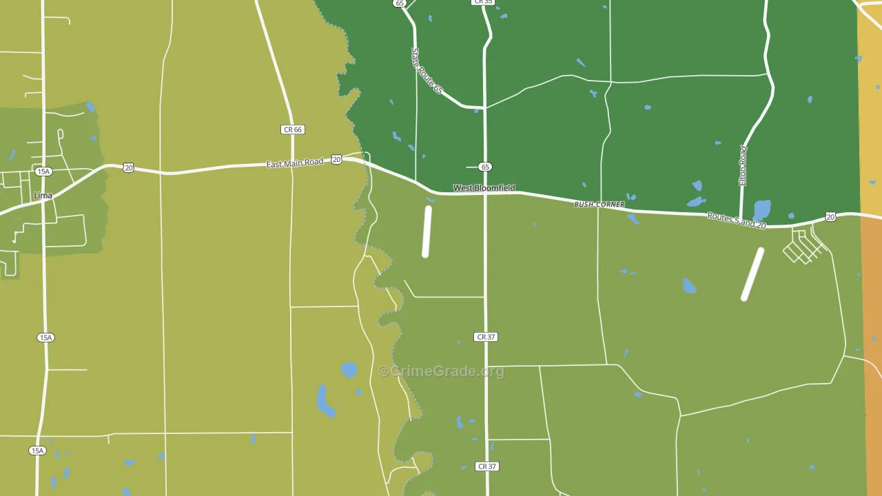 West Bloomfield, NY Map of Murder Rates