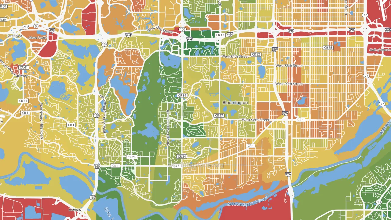 West Bloomington, Bloomington, MN Map of Murder Rates