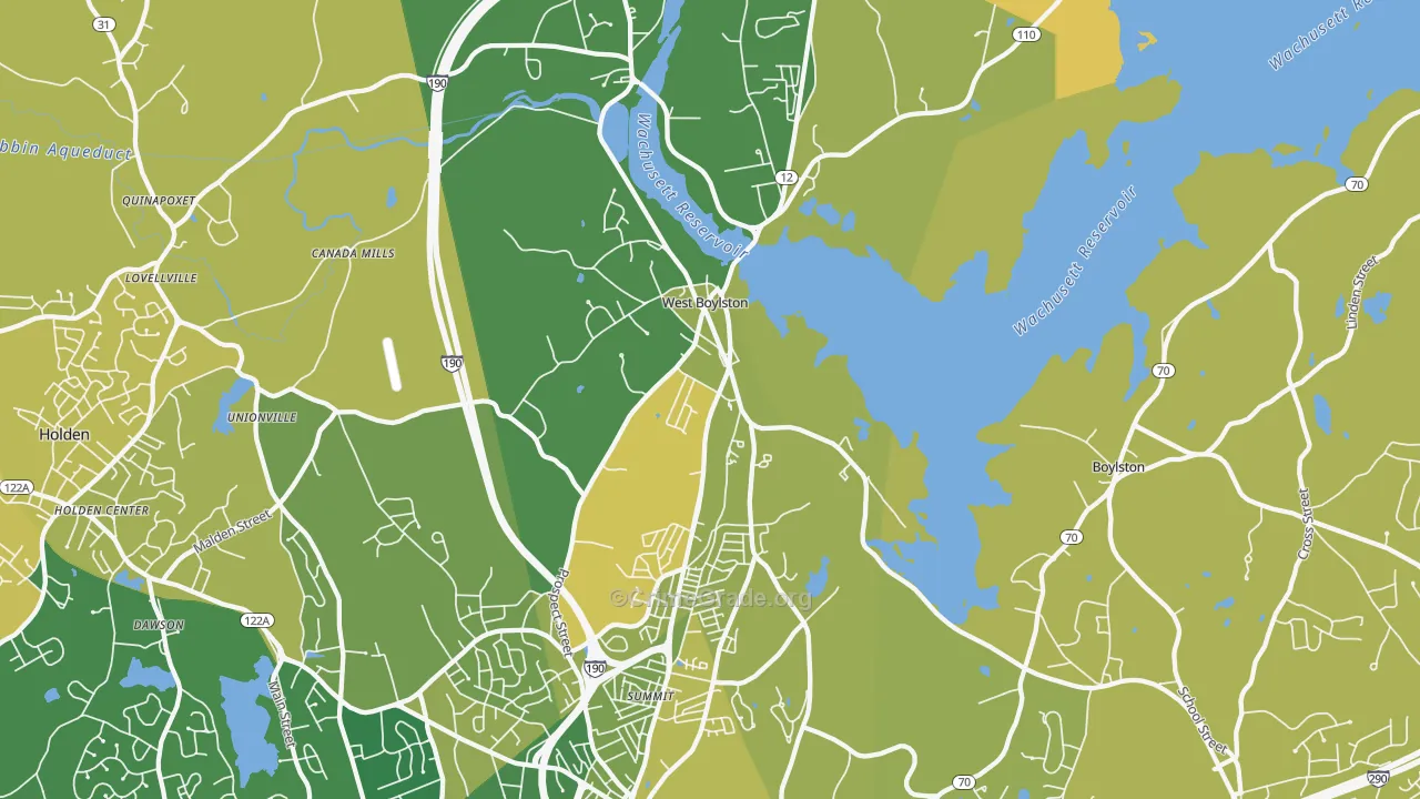 West Boylston, MA Map of Murder Rates