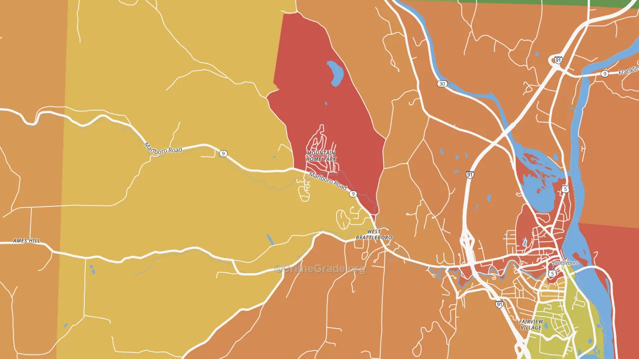 West Brattleboro, VT Map of Murder Rates