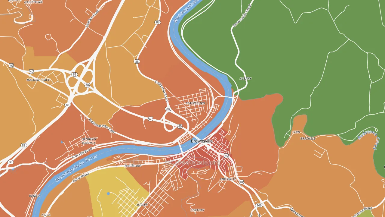 West Brownsville, PA Map of Murder Rates