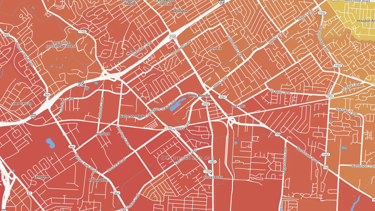West Buechel, KY Map of Murder Rates