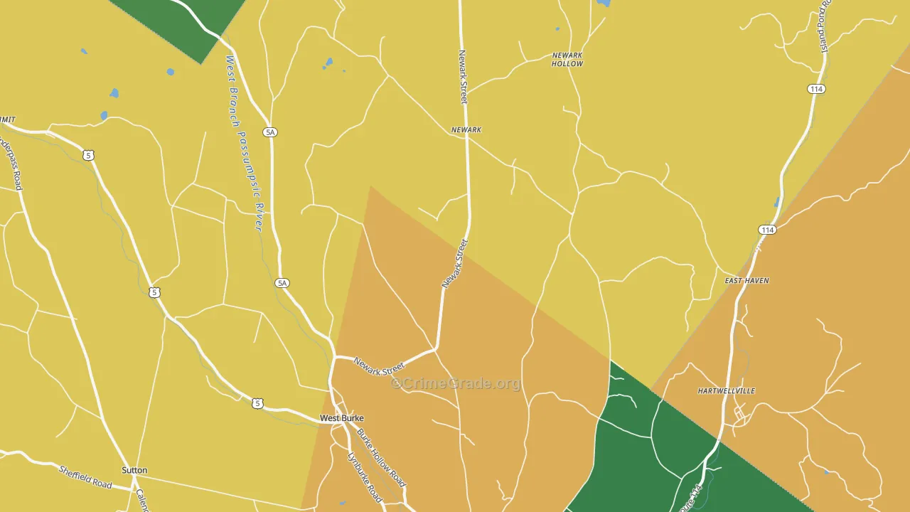 West Burke, VT Map of Murder Rates