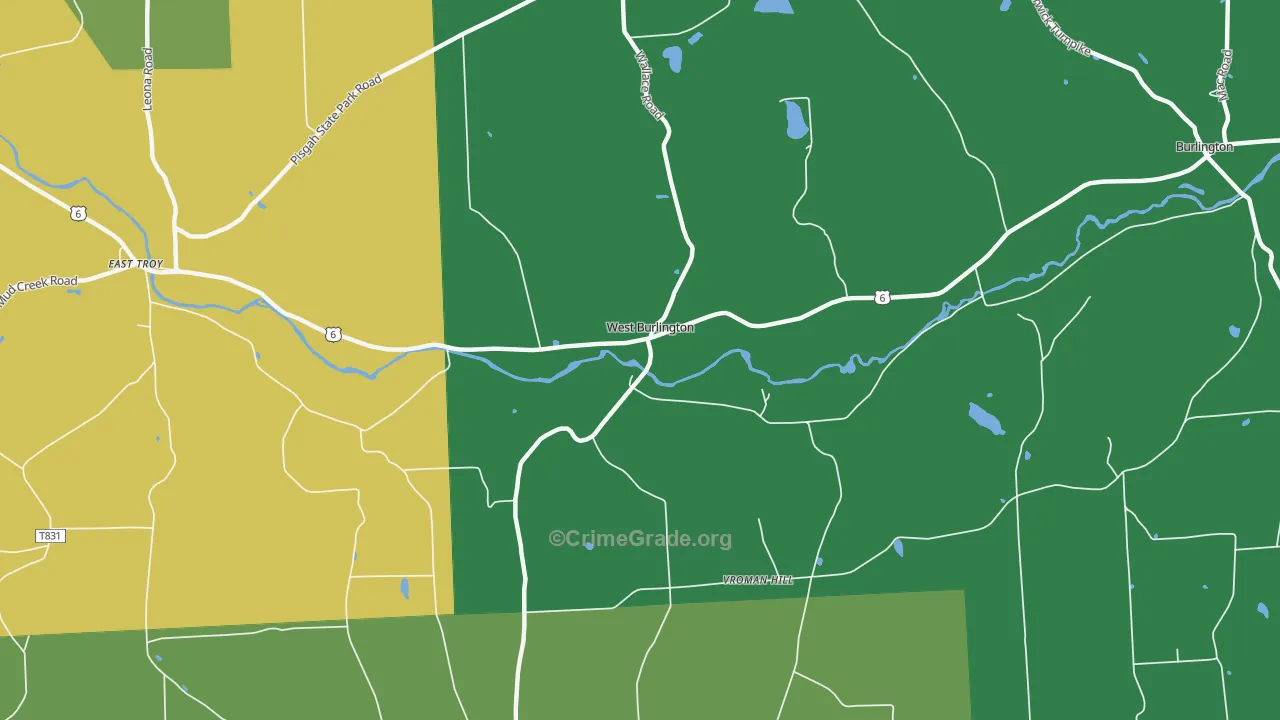 West Burlington, PA Map of Murder Rates