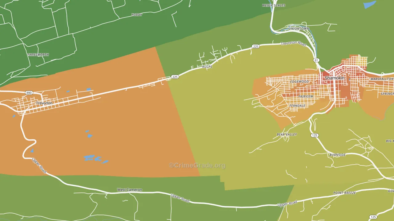 West Cameron, PA Map of Murder Rates
