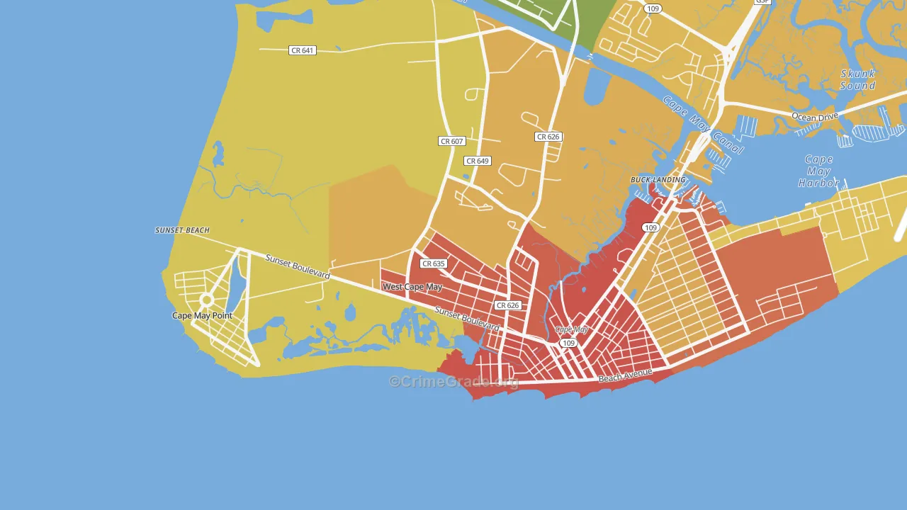 West Cape May, NJ Map of Murder Rates