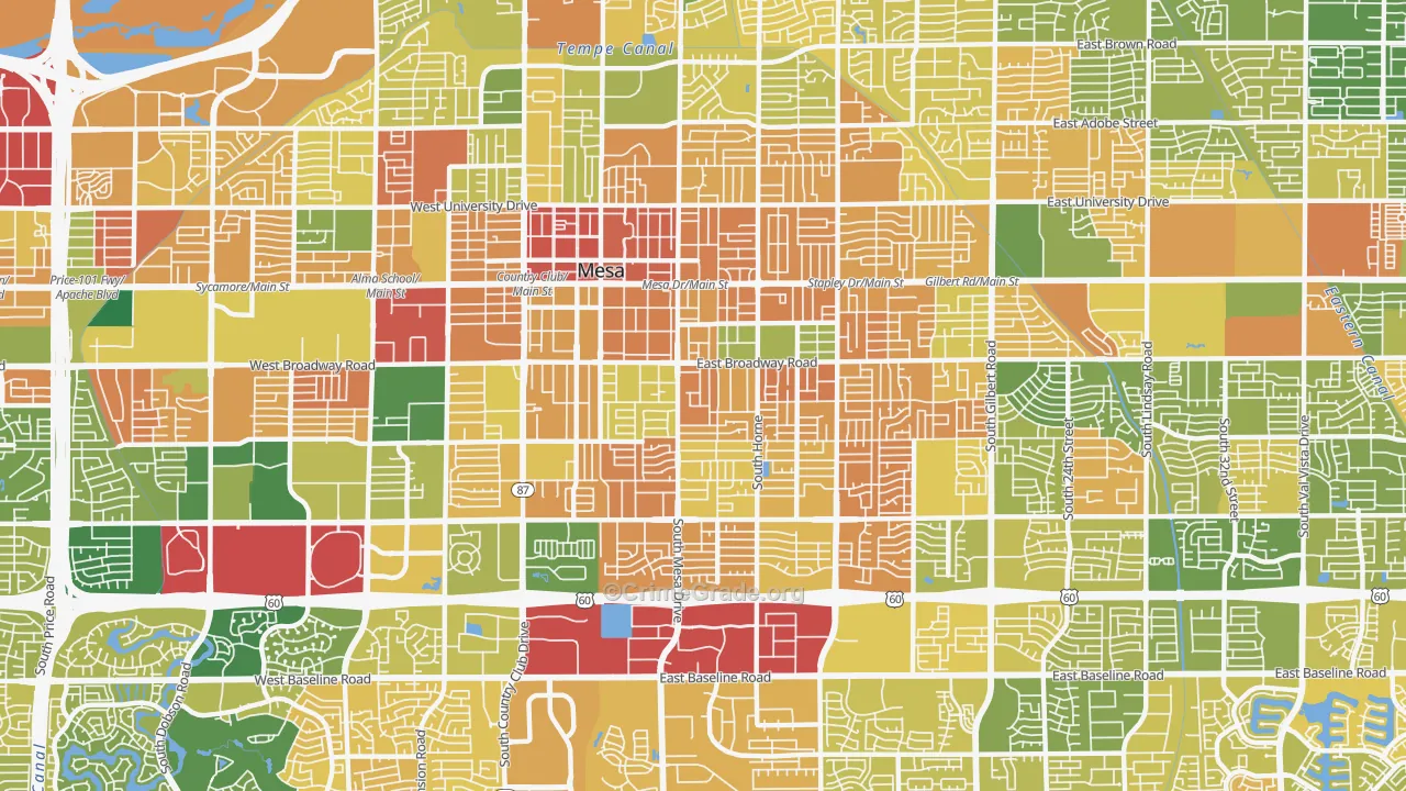 West Central, Mesa, AZ Map of Murder Rates