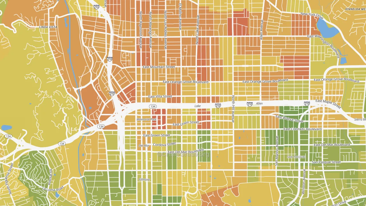 West Central, Pasadena, CA Map of Murder Rates