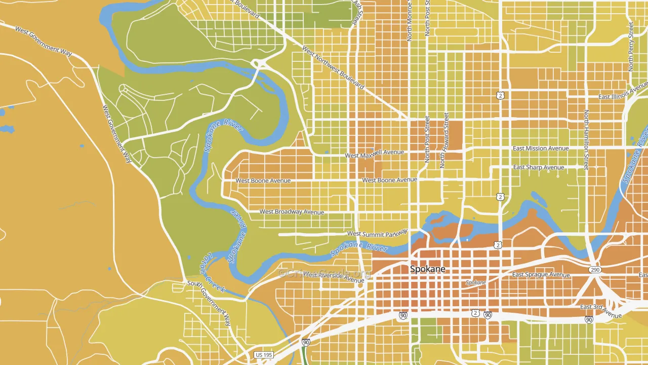 West Central, Spokane, WA Map of Murder Rates