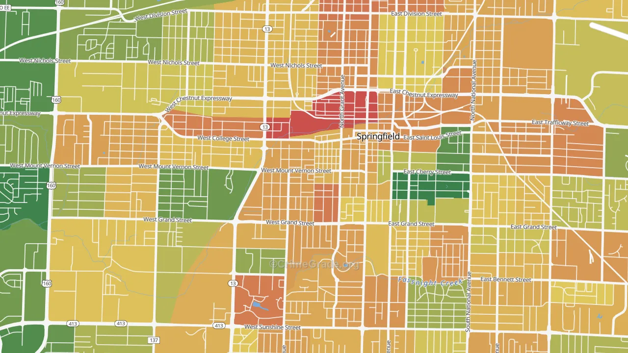 West Central, Springfield, MO Map of Murder Rates