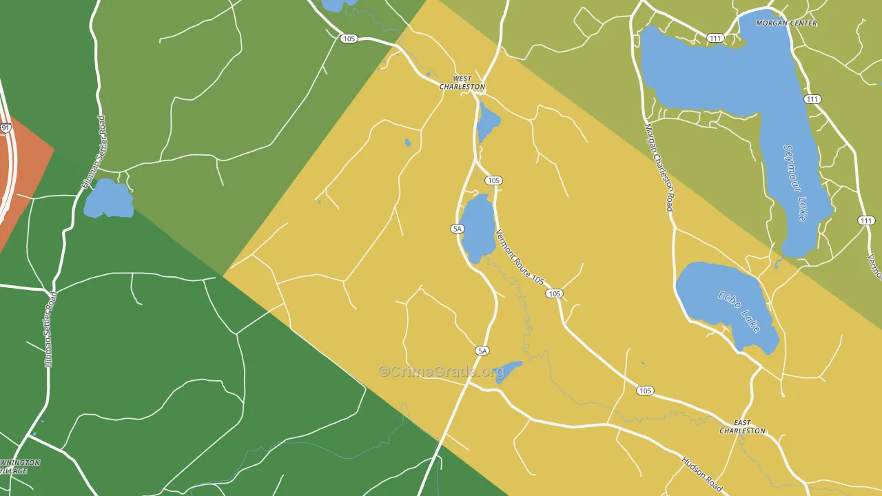 West Charleston, VT Map of Murder Rates