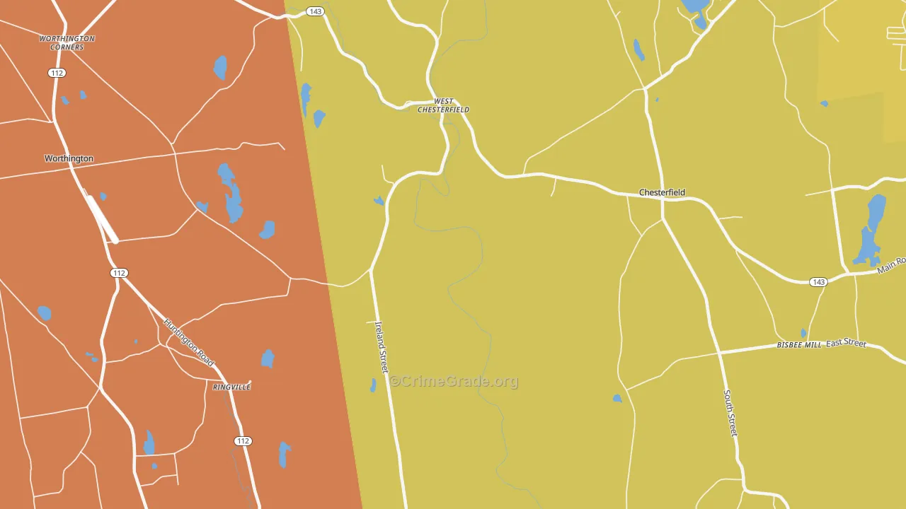 West Chesterfield, MA Map of Murder Rates