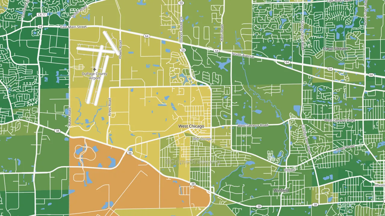 West Chicago, IL Map of Murder Rates