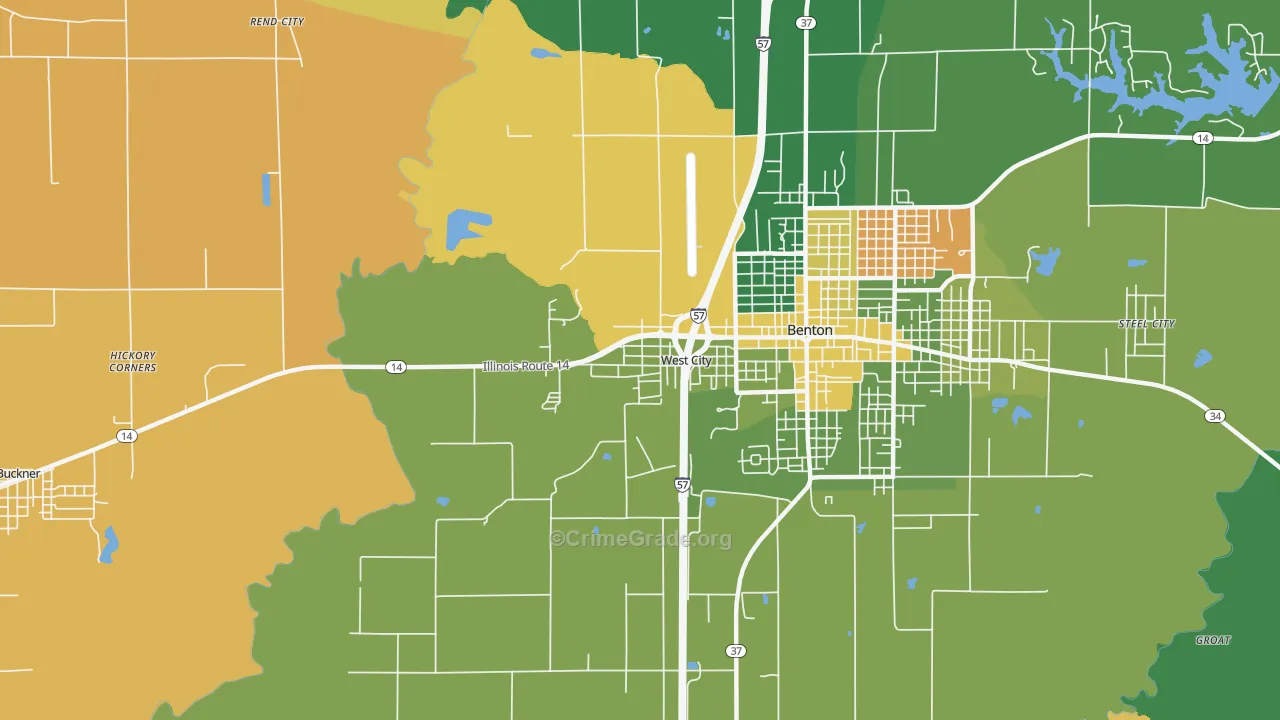 West City, IL Map of Murder Rates