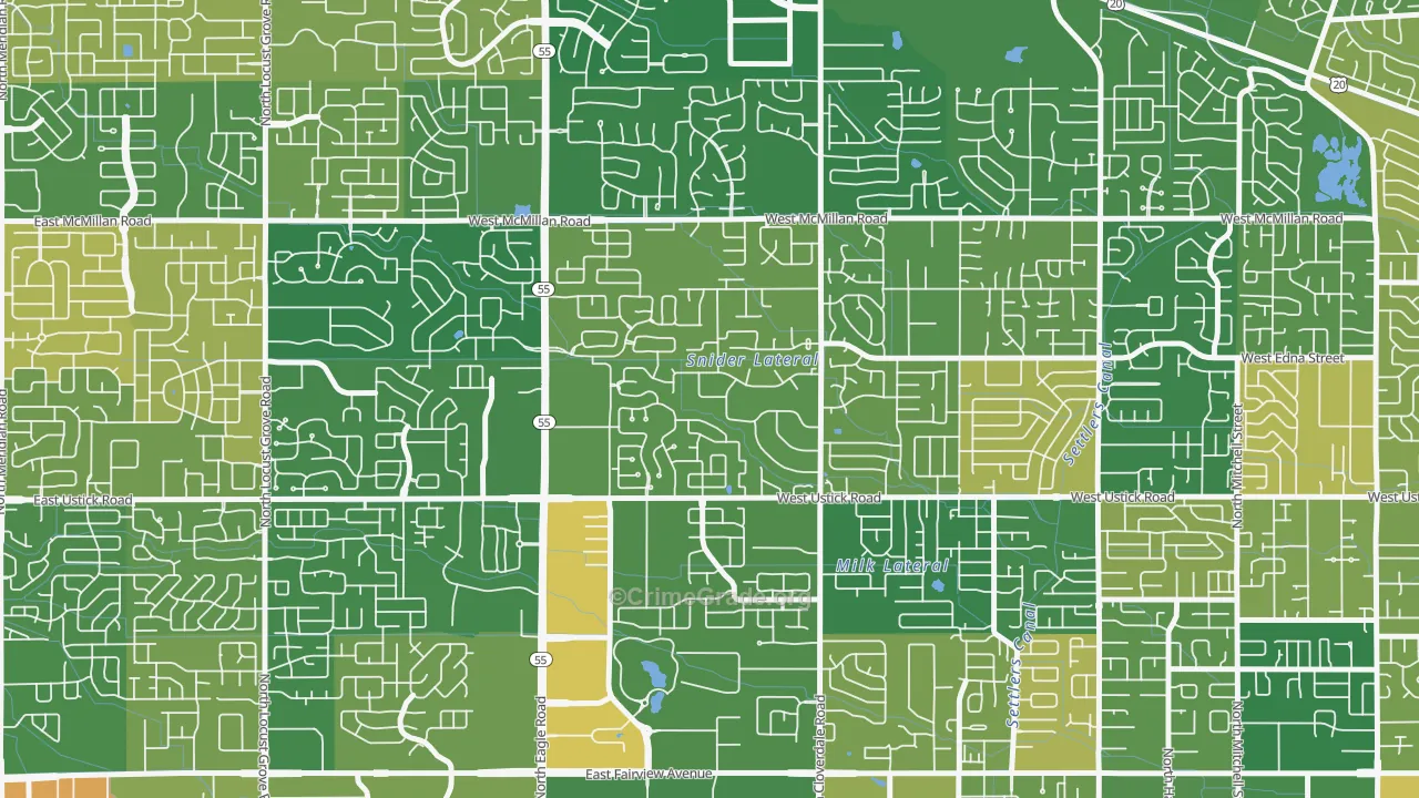 West Cloverdale, Boise, ID Map of Murder Rates