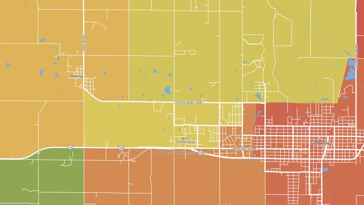 West Coffeyville, KS Map of Murder Rates