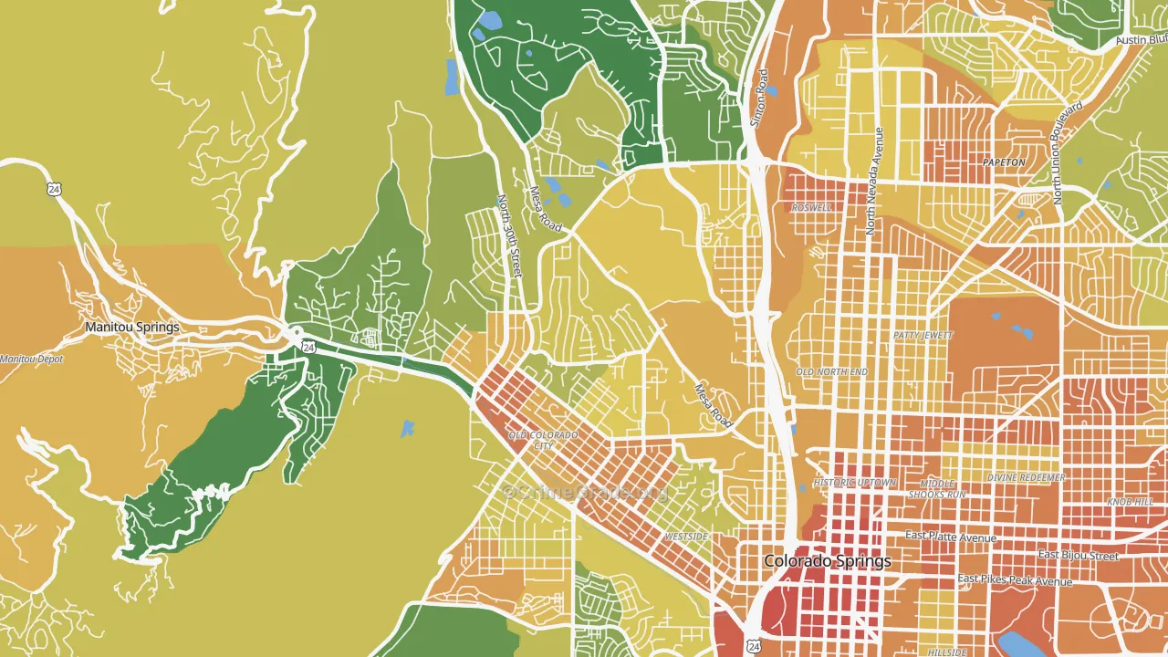 West Colorado Springs, Colorado Springs, CO Map of Murder Rates