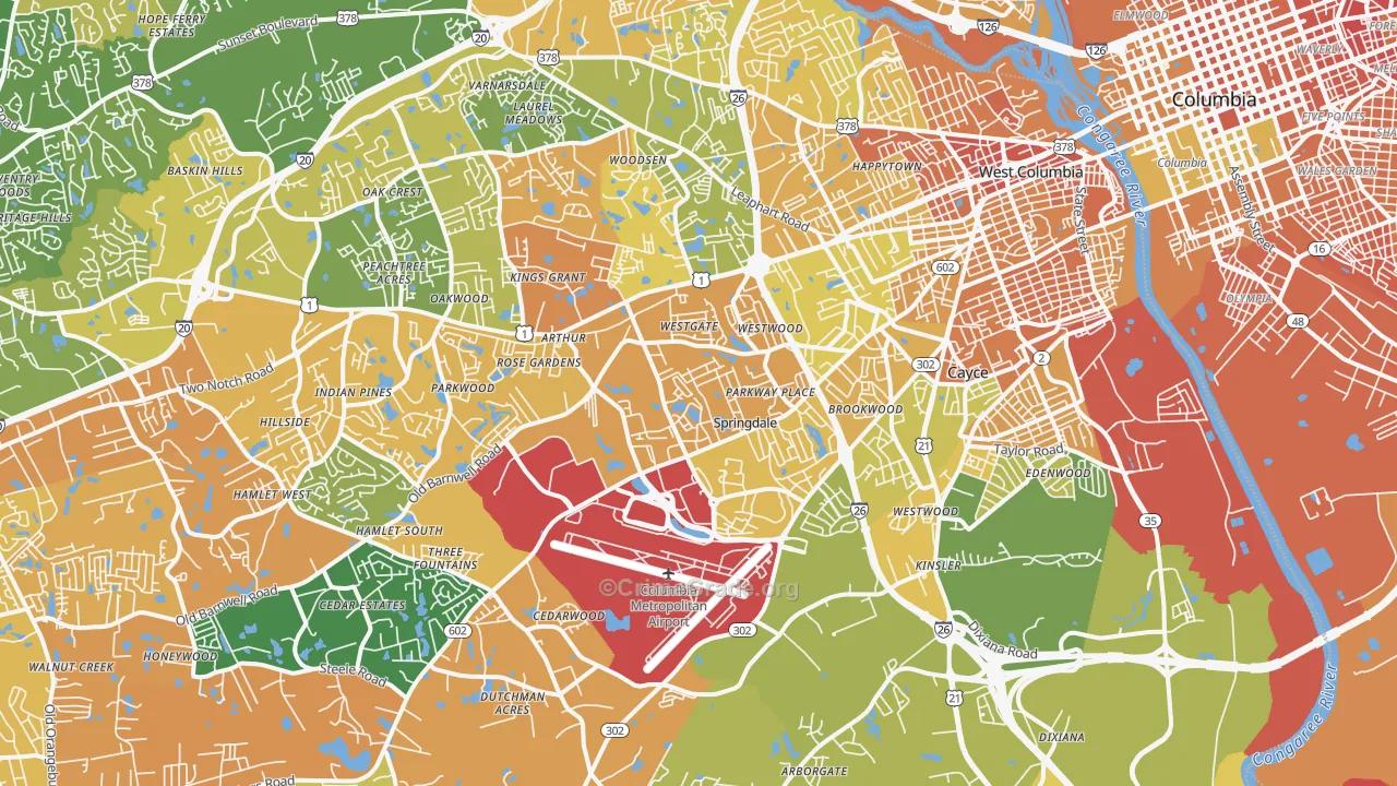 West Columbia, SC Map of Murder Rates