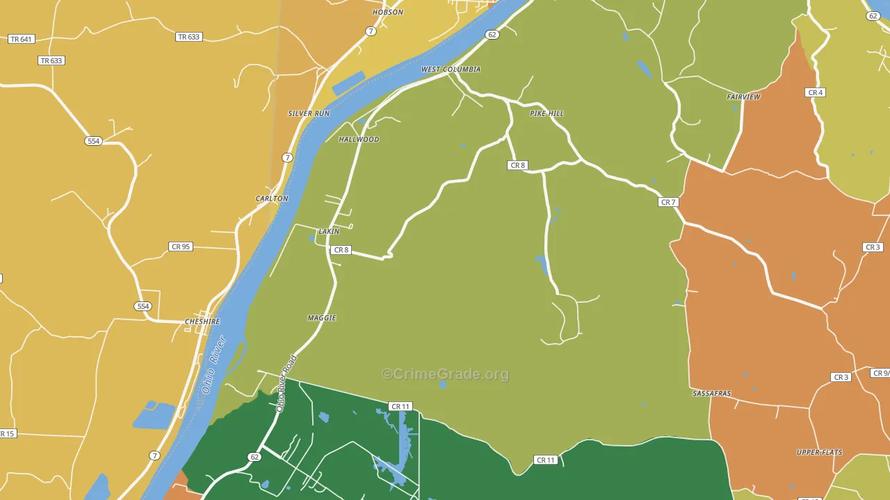 West Columbia, WV Map of Murder Rates